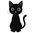 © TechNova Graphics - Cartoon Black Cat Illustration with Big Eyes and Whiskers