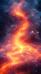 fiery cosmic river flows through nebula