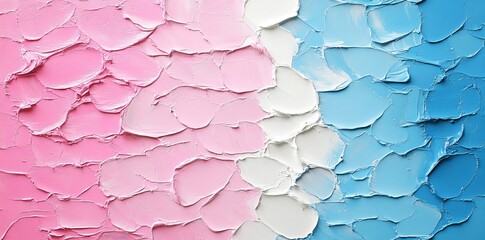 Poster - An abstract art piece with a rough, colorful texture in shades of neon blue, pink, and yellow, achieved through the use of oil paint and palette knife on canvas