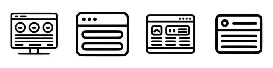 Fototapete - Vector illustration of modern web design elements showcasing user interface components and layouts for digital applications