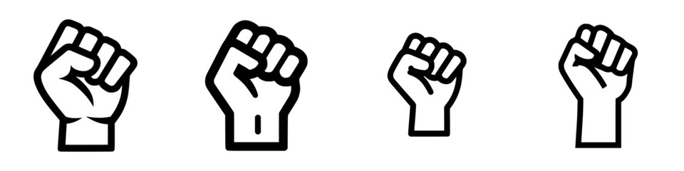 Poster - Fist icon set representing strength, unity, and activism, suitable for diverse graphic design projects