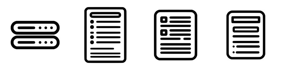 Poster - Vector illustration of document icons representing various layouts and styles for organizing text content in a digital format