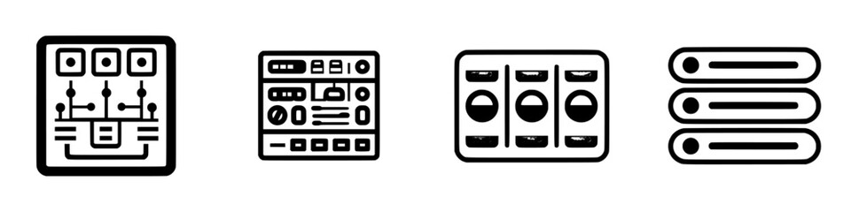 Fototapete - Vector illustration icons representing various user interface elements and data management tools in a minimalist style