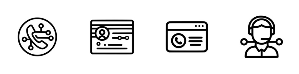 Poster - Icons representing communication technology and customer support processes in a modern digital environment