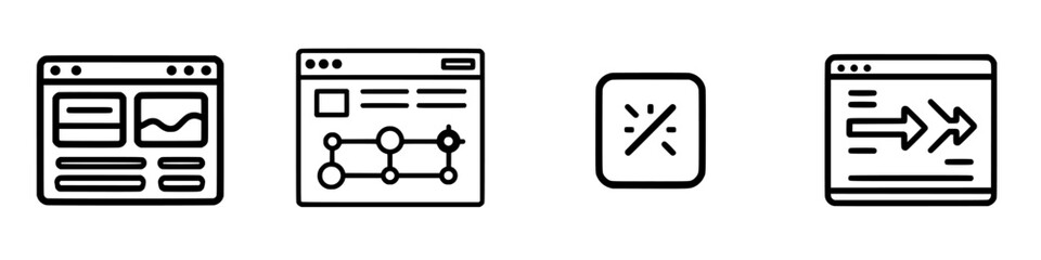 Poster - Vector illustration icons representing web design, user interface, and data visualization in a modern digital context