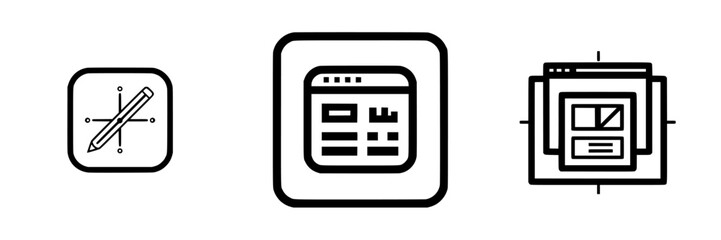 Poster - Vector illustration icon set showcasing design elements for digital projects and web interfaces with clean lines