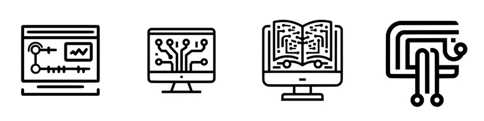 Poster - Vector illustration icons representing technology, education, and innovation in digital formats and design