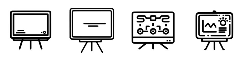 Poster - Vector illustration icons of various display screens used for presentations and digital media in modern settings