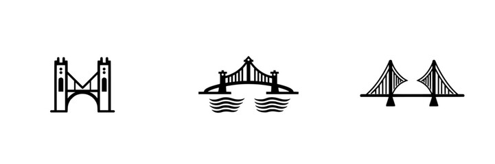 Poster - Vector illustration icons of various bridge designs suitable for architectural projects and urban planning