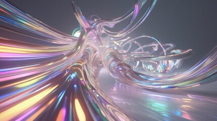 Wall Mural - Abstract holographic iridescent wave background design texture wallpaper art