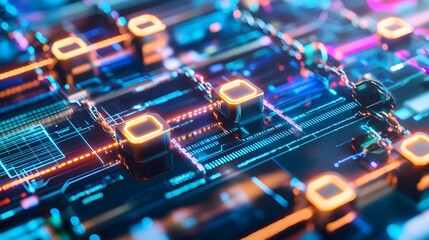 Poster - Complex digital circuit board technology illustration.