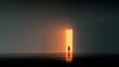 © DK Studio  - A person stands before a glowing door in a dark, surreal environment. Glowing doorway symbolism.