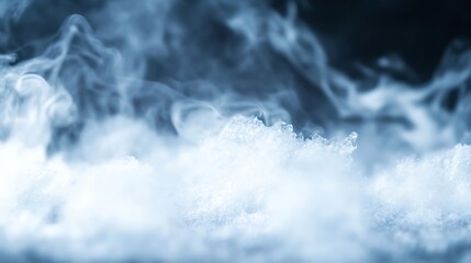 Poster - Abstract image of swirling blue smoke and ice crystals, creating a cold, ethereal atmosphere.  Perfect for winter, frost, or environmental themes. : Generative AI
