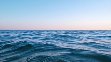 Poster - Serene ocean waves gently rolling under a pastel sunset sky, creating a tranquil and peaceful seascape. : Generative AI