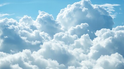 Poster - A breathtaking view of fluffy cumulus clouds filling a vibrant blue sky, creating a serene and peaceful atmosphere. : Generative AI