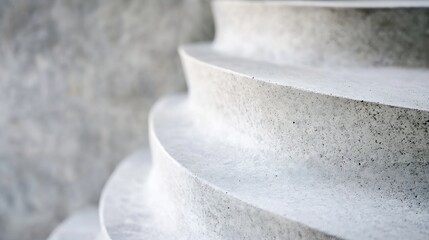 Fototapete - Abstract Close-up of a White Concrete Spiral Staircase with a Gray Background, Showing Textured Surface and Curving Lines. : Generative AI