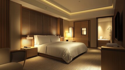 Poster - A contemporary hotel with a minimalist design, featuring large open spaces and a focus on natural light, creating a relaxing and spacious atmosphere