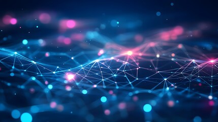Poster - Abstract digital network pattern with vibrant glowing points.