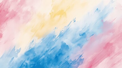 Poster - soft pastel watercolor background with gentle brush strokes blending pink, blue, and yellow tones, creating a dreamy and artistic aesthetic