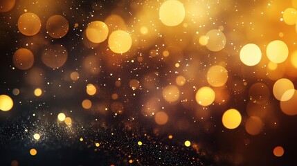 Poster - a sparkling gold bokeh field with delicate orbs floating across a deep, rich background