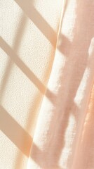 Poster - Soft Peach Curtains with Sunlight Shadow