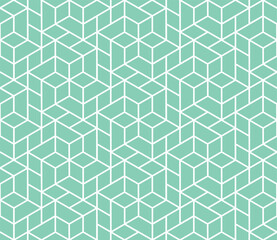 Leinwandbilder - The geometric pattern with lines. Seamless vector background. White and green texture. Graphic modern pattern. Simple lattice graphic design