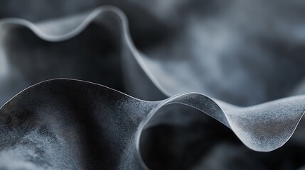 Aufkleber - Abstract grayscale image of flowing, textured fabric with subtle waves and a dark background, creating a sense of depth and movement. : Generative AI