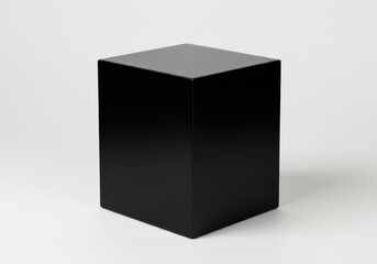 Poster - Simple studio shot of a black cube on a white background with a glossy finish