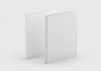 Poster - Two white rectangular shapes stand upright against a white background, creating a minimalist composition