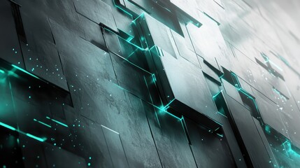 Aufkleber - Detailed Abstract Metallic Surface with Blue Geometric Accents Futuristic Texture and Modern Industrial Design in a Grid Pattern