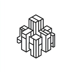 Aufkleber - Abstract cityscape, geometric buildings, isometric design, vector graphic, for branding, illustration, background use