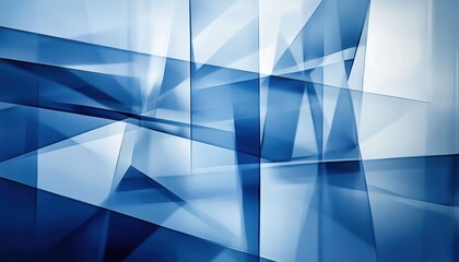 Leinwandbilder - Geometric Abstract Background with Blue Tonal Variations Featuring Angular Shapes and Lines Creating a Modern Decorative Design on a Light Backdrop