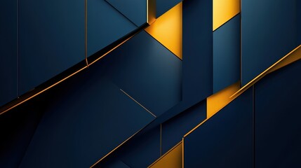 Poster - Geometric Abstract Background with Navy and Golden Triangles Texture Design for Modern and Luxurious Decoration and Wallpaper
