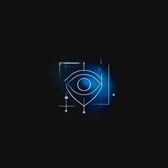 Poster - Blue Geometric Eye Design on Dark Background - Visual Abstraction and Modern Art