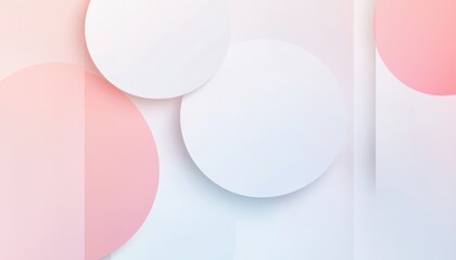 Poster - Soft Abstract Background with Pink White and Blue Pastel Colors Featuring Circular Geometric Shapes in a Modern Minimalist Design with Clean Presentation
