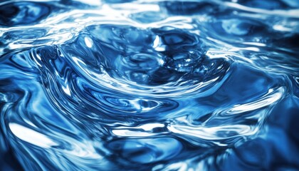 Leinwandbilder - Swirling Blue Water Surface with Dynamic Ripples Abstract Liquid Texture with Light Reflections and Fluid Motion Clean and Vibrant Water Background