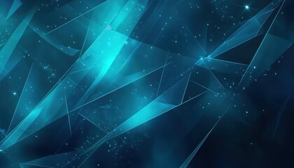 Leinwandbilder - Teal Abstract Background Featuring Geometric Shapes Lines and Dot Patterns for Modern Technology Design and Network Connections with Blue Tones and Digital Elements