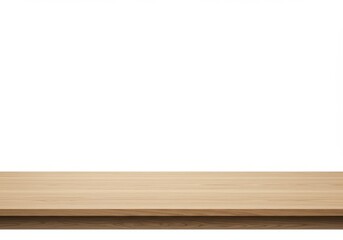 Poster - A simple light brown wooden table surface against a plain white background for product display or mockup