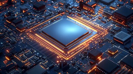 Poster - Central processing unit on a circuit board design.