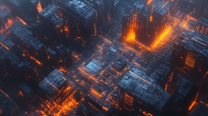 Poster - Abstract cityscape of futuristic city blocks.