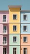 © wang - Pastel facade with simple details, a clean urban backdrop. Minimalist charm in soft daylight.