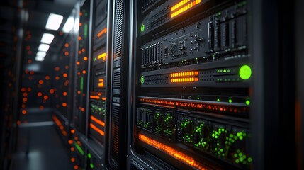 Poster - Close-up view of server racks in a data center.