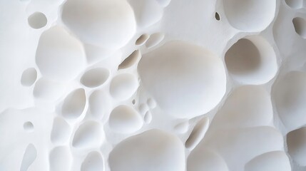 Fototapete - Abstract white textured surface with irregular organic holes and cavities, resembling porous stone or foam.  Ideal for backgrounds or design elements. : Generative AI