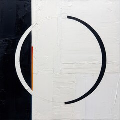 Poster - Abstract composition featuring a circular motif with contrasting colors and textures