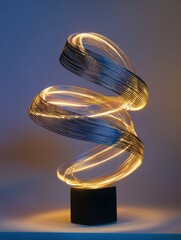 Poster - Abstract light sculpture with swirling patterns illuminating a dark background