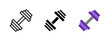 © iconostudio - Dumbbell icon. Classic gym weight with stacked plates and central bar vector illustration. Used in fitness and strength training symbol. Sports equipment and exercise sign. Workout pictogram.