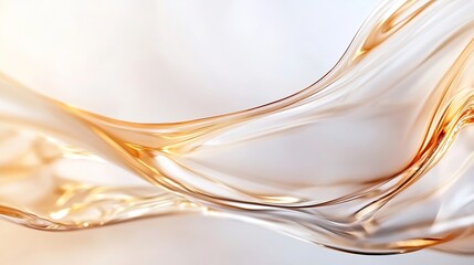 Fototapete - Abstract flowing amber liquid, elegant curves and translucent texture, creating a luxurious and sophisticated visual effect, ideal for cosmetic or beauty product backgrounds. : Generative AI