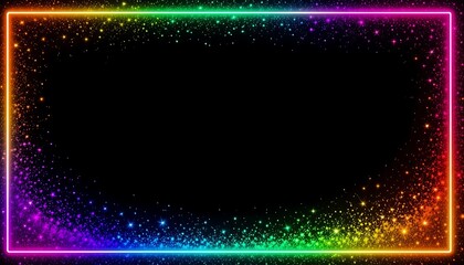 Poster - Colorful Neon Frame with Glittering Particles for Celebration or Design
