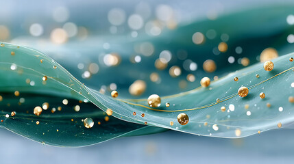 Abstract Teal Background With Gold Particles
