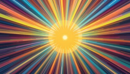 Poster - Radiating Colorful Lines Converging on Central Point in Abstract Art